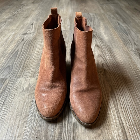 Women’s Lucky Brand Wedge Leather Suede Ankle Bootie Cocoa Brown size 10 - Picture 3 of 9